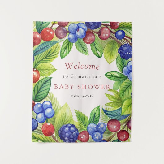 Tenture Baies Fraise Baie Douce Baby Shower (Devant)