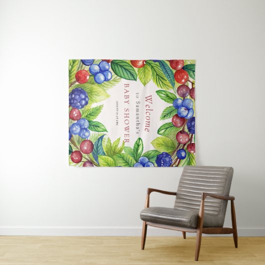 Tenture Baies Fraise Bébé Doux Shower de Naissance (En situation (horizontale))