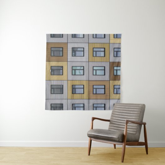 Tenture Baies vitrées blanches et beiges (En situation (horizontale))