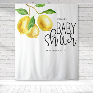 Tenture Bain de bébé à l'aquarelle de citron