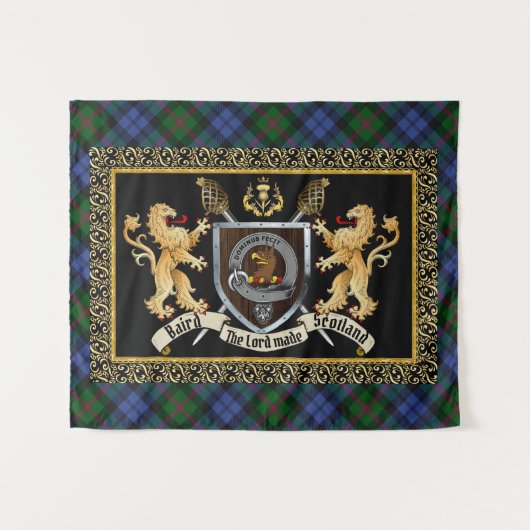 Tenture Baird Clan Badge & Motto avec Lions (Devant (Horizontal))