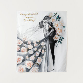 Tenture Baiser de mariage romantique avec robe florale #1