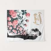 Tenture Baiser de mariage romantique avec robe florale #2 (Devant (Horizontal))