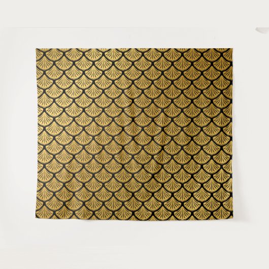 Tenture Balances de sirène Art déco - Noir & Or (Devant (Horizontal))