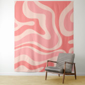 Tenture Balayage liquide rétro moderne Abstrait rose vif (En situation)