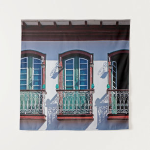 Tenture Balcons sur la façade en Diamantina, Minas Gerais,