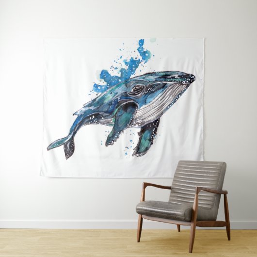 Tenture Baleine à bosse bleue (En situation (horizontale))