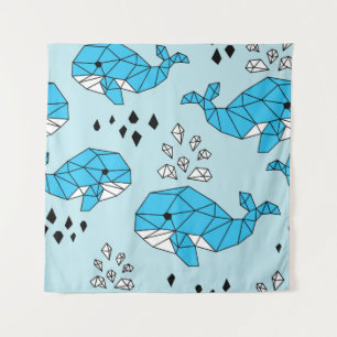 Tenture Baleine géométrique : Motif mignon sans couture