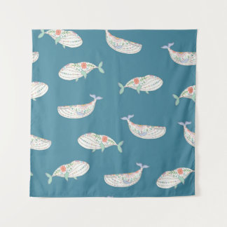 Tenture Baleine scandinave, animaux de mer motif
