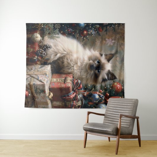 Tenture Balinais Kitten Noël Portrait de chat (En situation (horizontale))