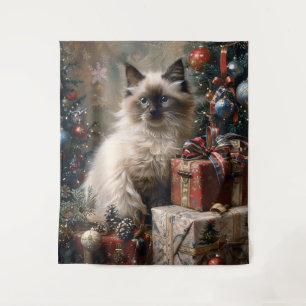 Tenture Balinais Kitten Noël Portrait de chat