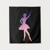 Tenture Ballerina fille silhouette rose violet (Devant)