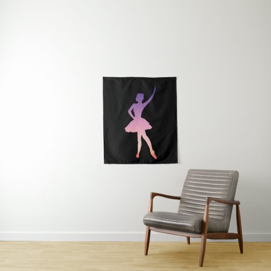 Tenture Ballerina fille silhouette rose violet (En situation)