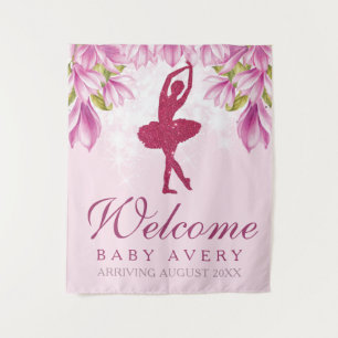 Tenture Ballerine Paillettes Bienvenue Bébé Baby Shower