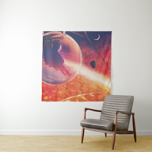 Tenture Ballon à air chaud extrême sur paysage volcanique (En situation)