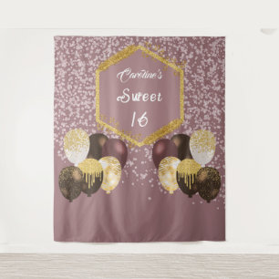 Tenture Ballon de fête scintillant Rose Gold Sweet 16
