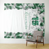 Tenture Ballon de Quinceañera Élégant Vert Émeraude Brilla (En situation (horizontale))