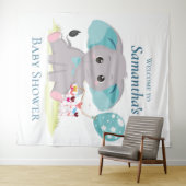 Tenture Ballon éléphant Baby shower fille fond (En situation (horizontale))