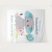 Tenture Ballon éléphant Baby shower fille fond (Devant (Horizontal))