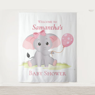 Tenture Ballon éléphant Baby shower fille fond