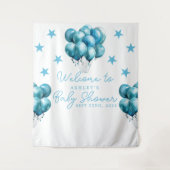 Tenture Ballons Bleus Aquarelle Boy Baby shower fond (Devant)