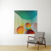 TENTURE BALLONS BLEUS ET BLANCS SUR SURFACE BLANCHE (En situation (horizontale))