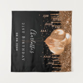 Tenture Ballons de fête d'anniversaire noir or paillettes  (Devant (Horizontal))