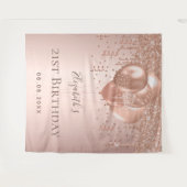 Tenture Ballons de glitter or rose monogramme d'anniversai (Devant (Horizontal))