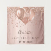 Tenture Ballons de glitter or rose pour anniversaire monog (Devant)