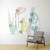 Tenture Ballons de voiture bleue Garçon bébé Shower Bienve (En situation (horizontale))