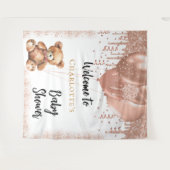 Tenture Ballons d'or rose ours en peluche baby shower bien (Devant (Horizontal))