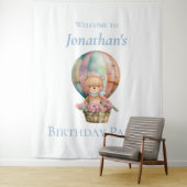 Tenture Ballons d'ours en peluche arrière-plan d'anniversa (En situation)