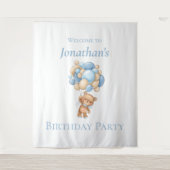 Tenture Ballons d'ours en peluche Bleu Garçon arrière-plan (Devant)