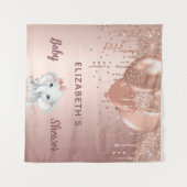 Tenture Ballons éléphant fille rose gold pour Baby Shower (Devant (Horizontal))