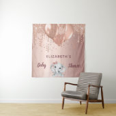 Tenture Ballons éléphant fille rose gold pour Baby Shower (En situation)