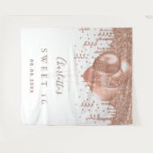 Tenture Ballons en glitter rose gold Sweet 16 monogramme 1 (Devant (Horizontal))