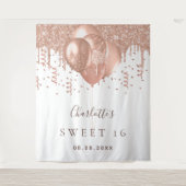 Tenture Ballons en glitter rose gold Sweet 16 monogramme 1 (Devant)