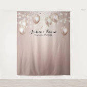 Tenture Ballons et Serpentin Rose Gold Moderne Mariage (Devant)