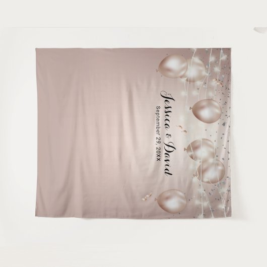 Tenture Ballons et Serpentins Mariage Moderne Rose Gold (Devant (Horizontal))