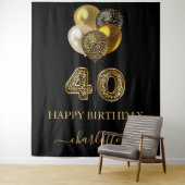 Tenture Ballons imprimés léopard noir or pour 40ème annive (En situation)