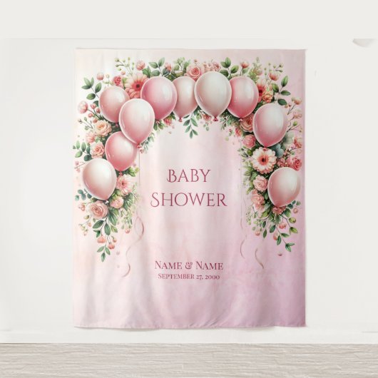 Tenture Ballons roses arrière-plan (Devant)