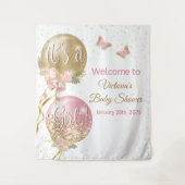 Tenture Balloon rose or fille Baby shower L fond (Devant)