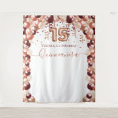 Tenture Balloons de Quinceañera Glam Bourgogne Or Rose (Devant)