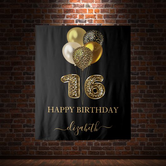 Tenture Balloons en impression léopard noir or pour un Swe