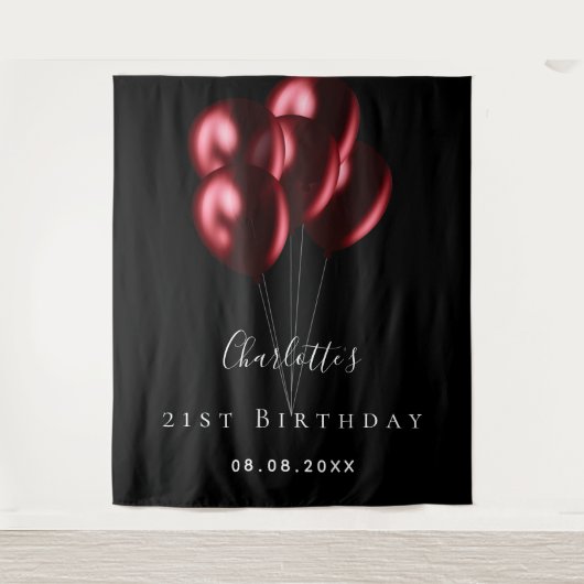 Tenture Balloons noirs rouges pour fête d'anniversaire ave (Devant)