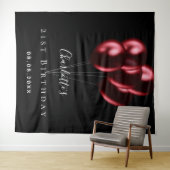 Tenture Balloons noirs rouges pour fête d'anniversaire nom (En situation (horizontale))