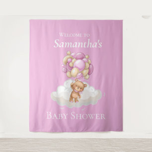 Tenture Balloons roses Teddy Bear Baby shower baby shower