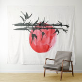 Tenture Bambou devant un soleil rouge (En situation (horizontale))