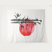 Tenture Bambou devant un soleil rouge (Devant (Horizontal))