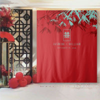 Bambou Turquoise Feuille Mariage chinois fond